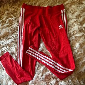 NWOT Red Striped Adidas Leggings